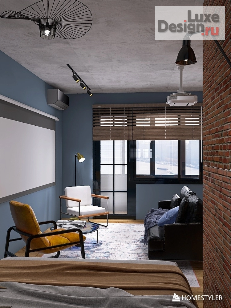 Дизайн интерьера однокомнатной квартиры "Уютный индастриал" (фото 2)