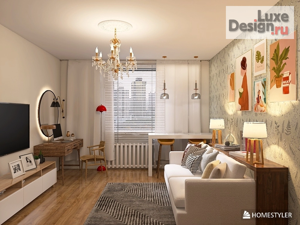 Дизайн интерьера квартиры студии "Солнечная студия " (фото 7)