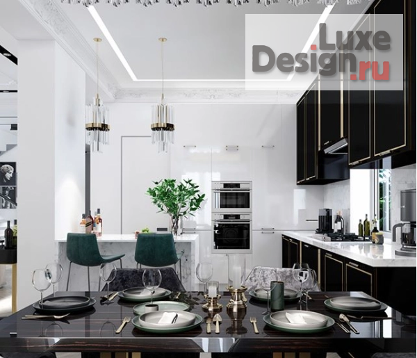 Дизайн интерьера коттеджа "Гостиная в стиле неоклассика" (фото 4)