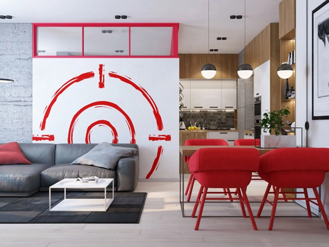 Дизайн интерьера двухкомнатной квартиры в Воронеже "Красный цвет в интерьере квартиры"