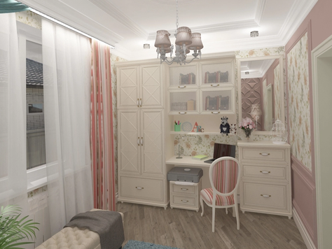 Дизайн интерьера загородного дома в Воронеже "Дизайн проект совмещенного по назначению кабинета и комнаты для гостей частного дома. "